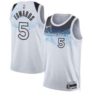 Mens 5 Anthony Edwards Stitched White Jersey